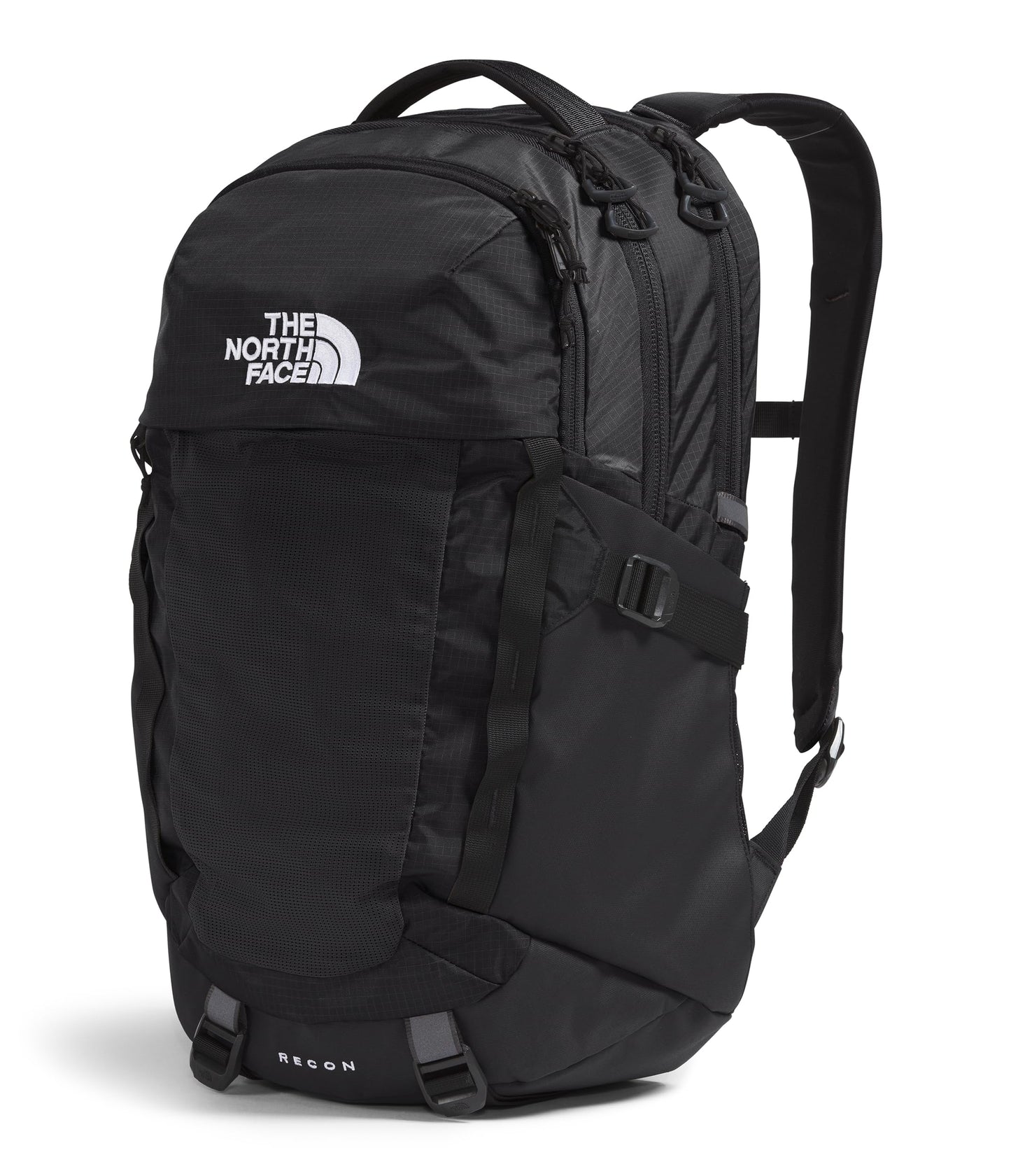 The North Face Recon Everyday Laptop Backpack - Daypack, Water Repellent, 16" Laptop Sleeve, 2 Water Bottle Pockets, TNF Black/TNF Black-NPF, One Size