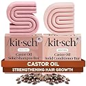 Kitsch Castor Oil Shampoo and Conditioner Set - Organic Castor Oil Hair Care for Dull & Dry Hair - Nourishing Bar Soap for Hair Growth - Free