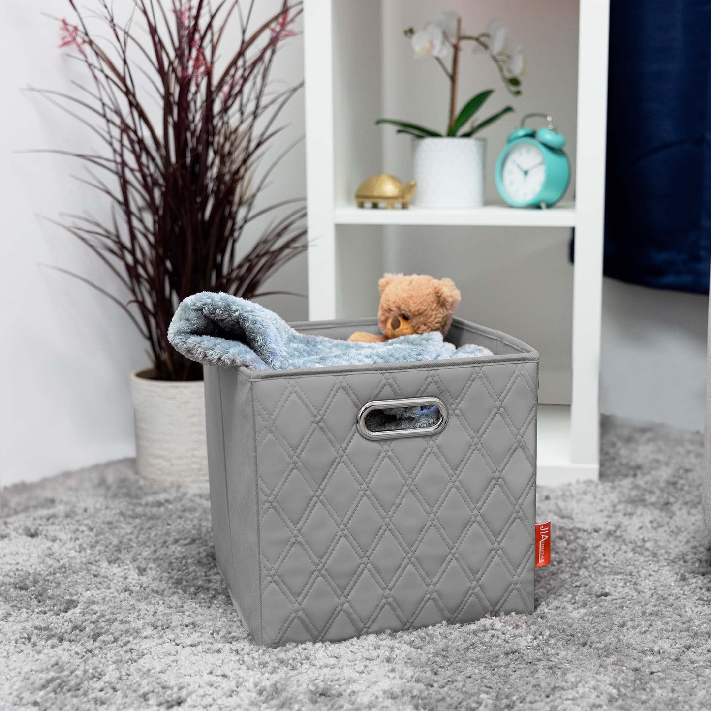 JIAessentials Gray Foldable Storage Baskets Cube Bins Set Of 2