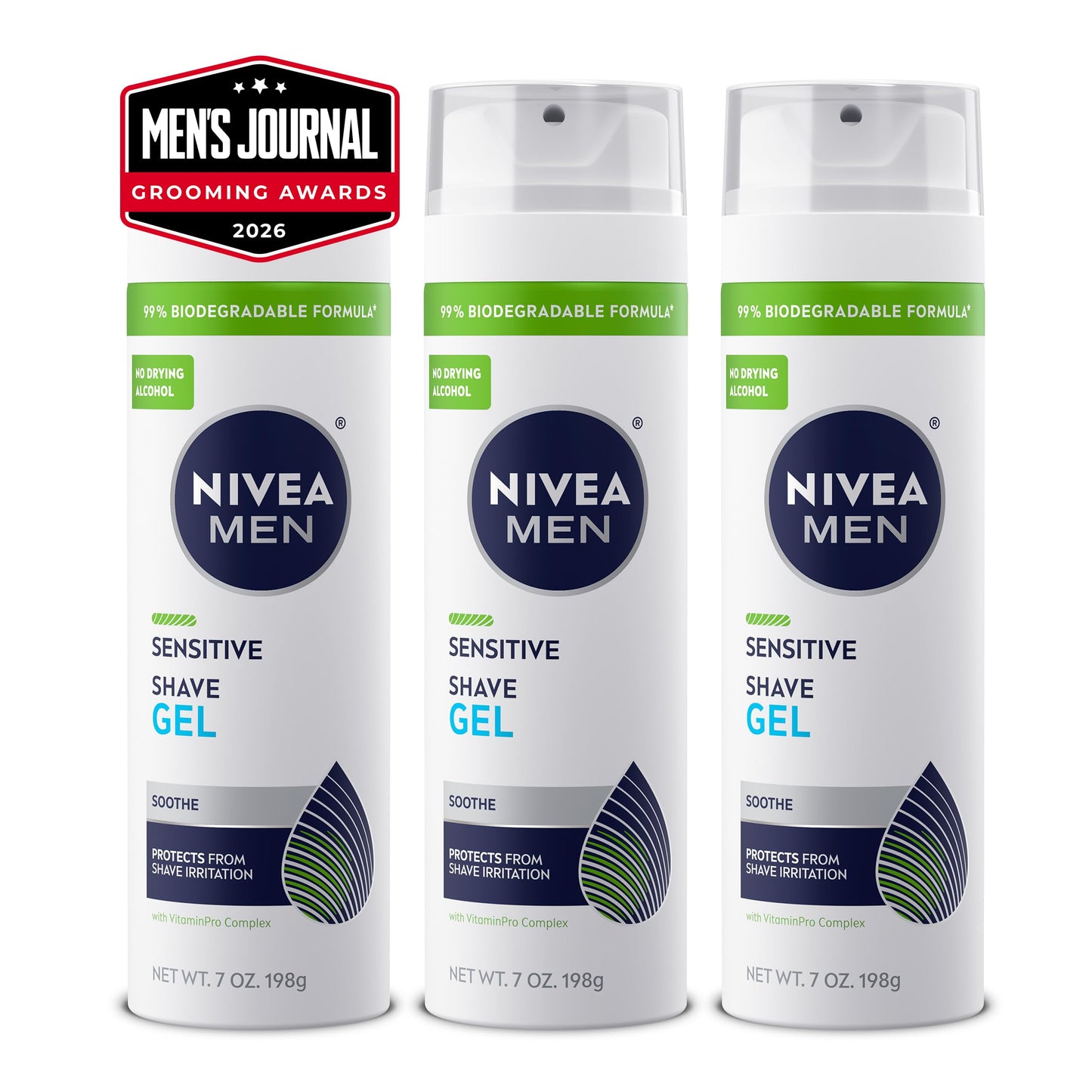 NIVEA MEN Sensitive Shave Gel, Shaving Gel for Men with Sensitive Skin, Enriched with VitaminPro Complex, 7 Oz Can, Pack of 3 Beauty and Personal Care NIVEA MEN