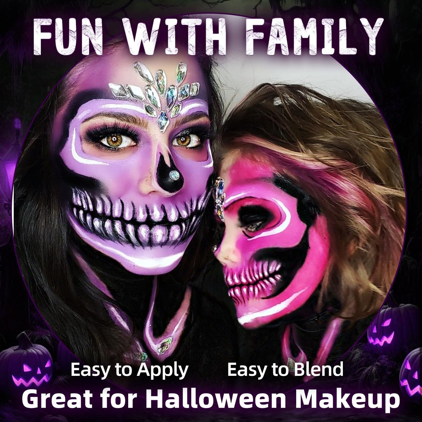 6 Color Purple Face Paint Palette, Professional Body Paint Violet Makeup, Washable Formula, Vibrant Purple Face & Body Paint for Halloween, Cosplay