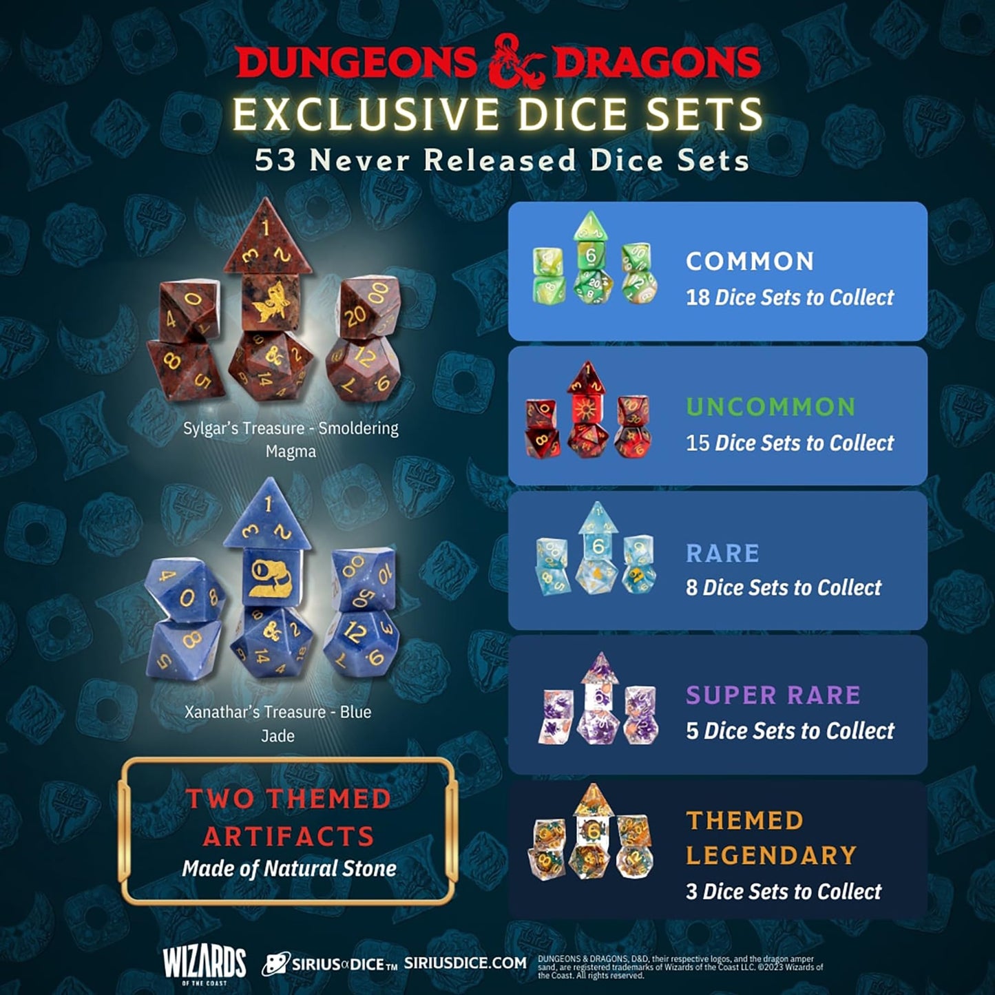 Dungeons & Dragons: Xanathar's Treasure Pack - Randomly Assorted Set w/ 7pc Dice, Metal Coin & Dice Bag - RPG, D&D Waterdeep Collection, Sirius Dice