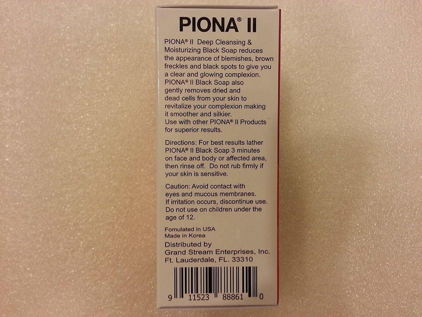 Piona II Deep Cleansing and Moisturizing Black Soap 6.35 Ounce - Enriched with Charcoal Powder - Clears Complexion and Leaves Skin Glowing