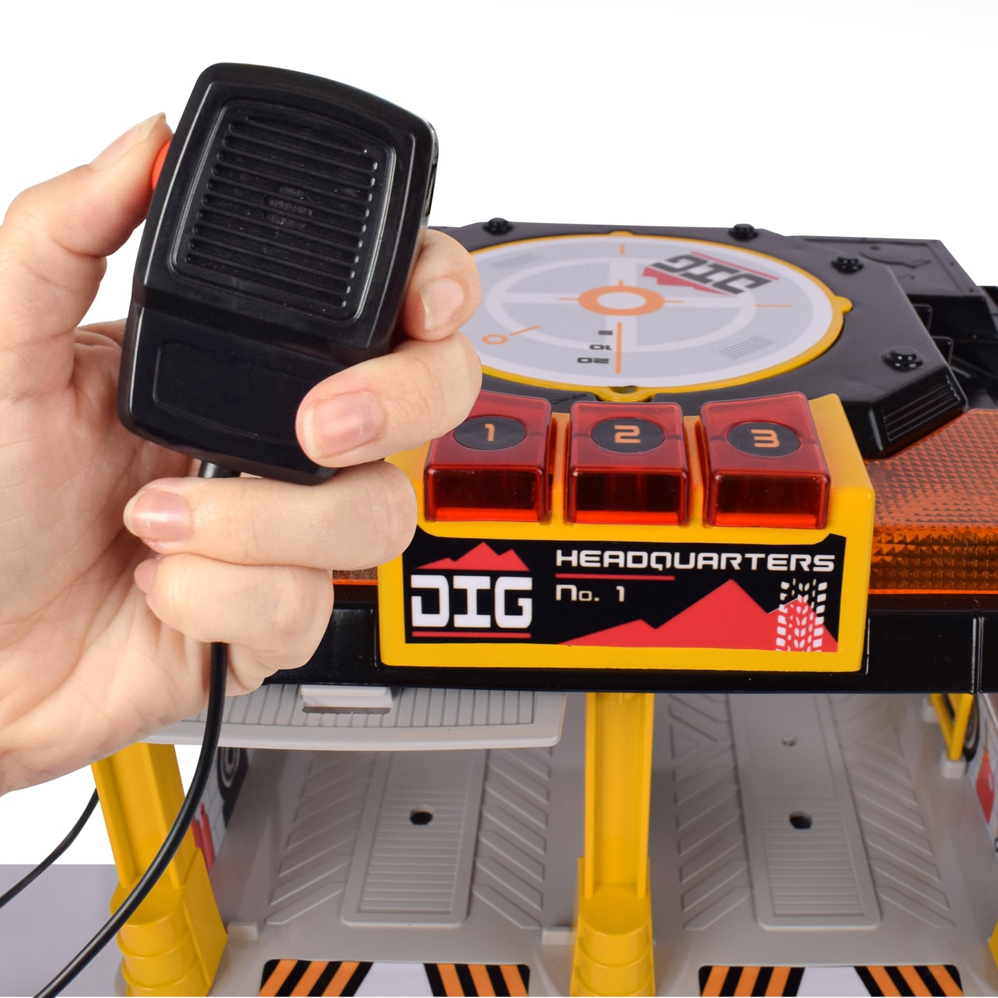 Mini Dig Vehicle Motorized Playset Construction Site Garage with Front Loader and Helicopter