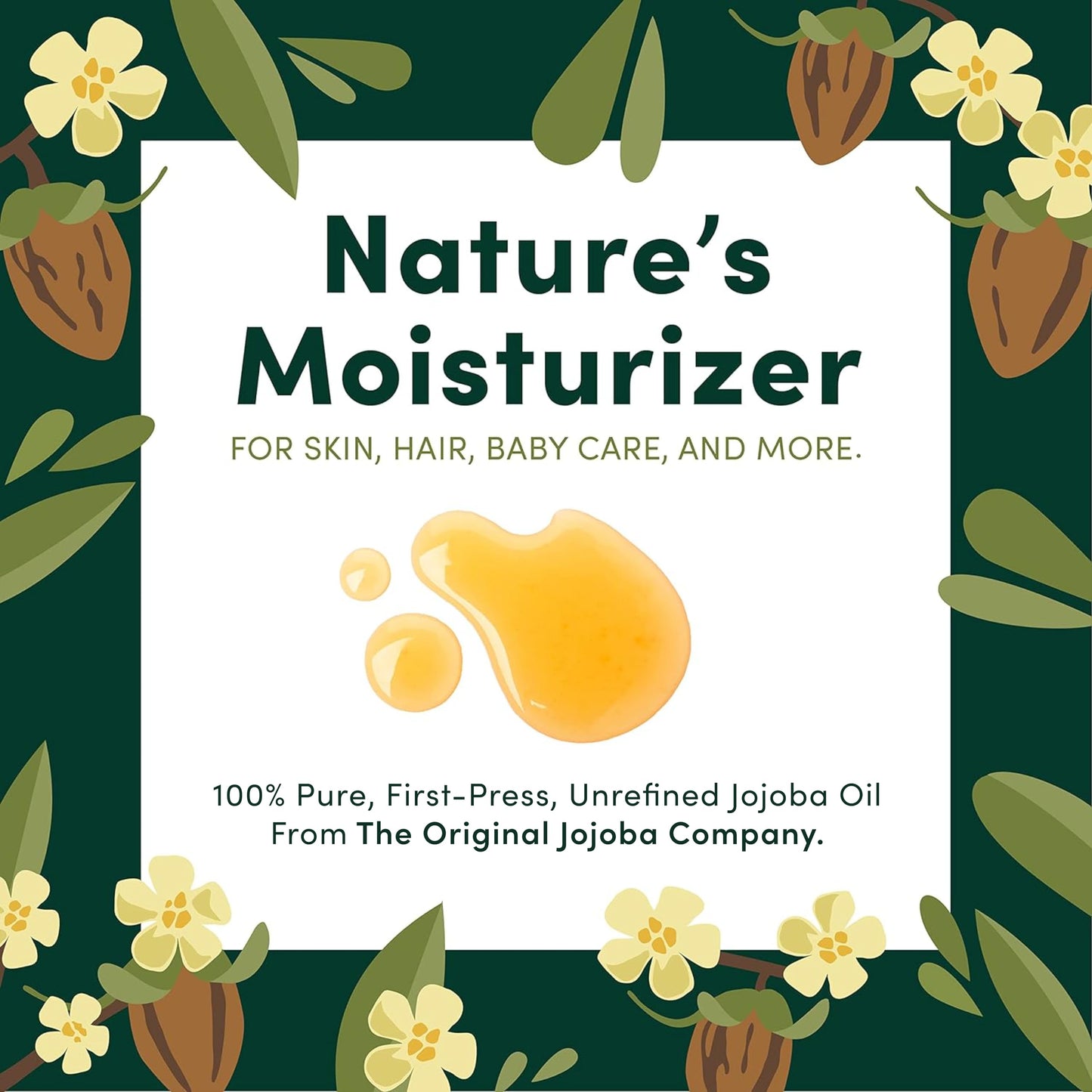 HobaCare Bulk Jojoba Oil - 100% Pure Hexane Free Unrefined Carrier Oil for Soap Making, Hair, Face, Beard, Scalp, Skincare Spa - Natural, Vegan, Long