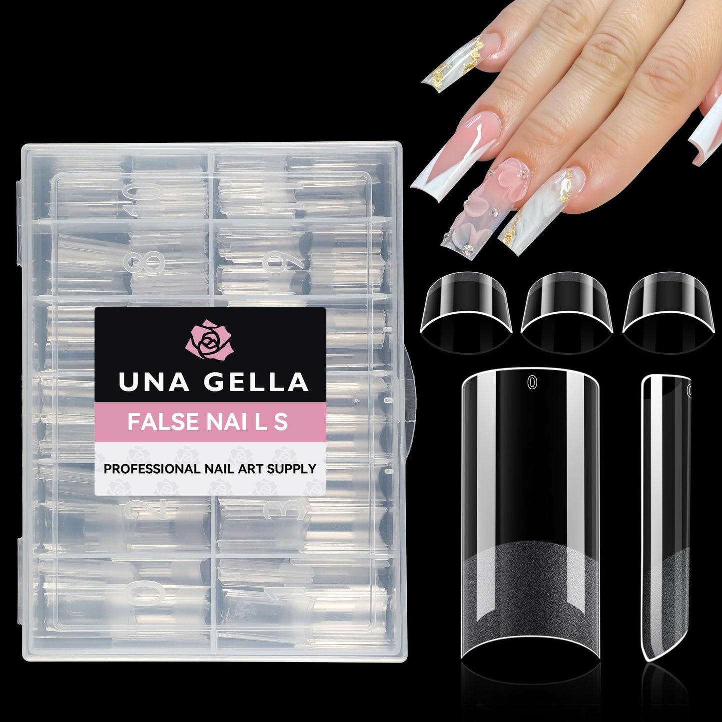 UNA GELLA No C Curve Medium Square Nail Tips 216 Pcs Pre-file Half Cover Straight Square Gel Nail Tips Clear Fake Nails Tips Half Matte Long Lasting Beauty and Personal Care UNA GELLA Default Title