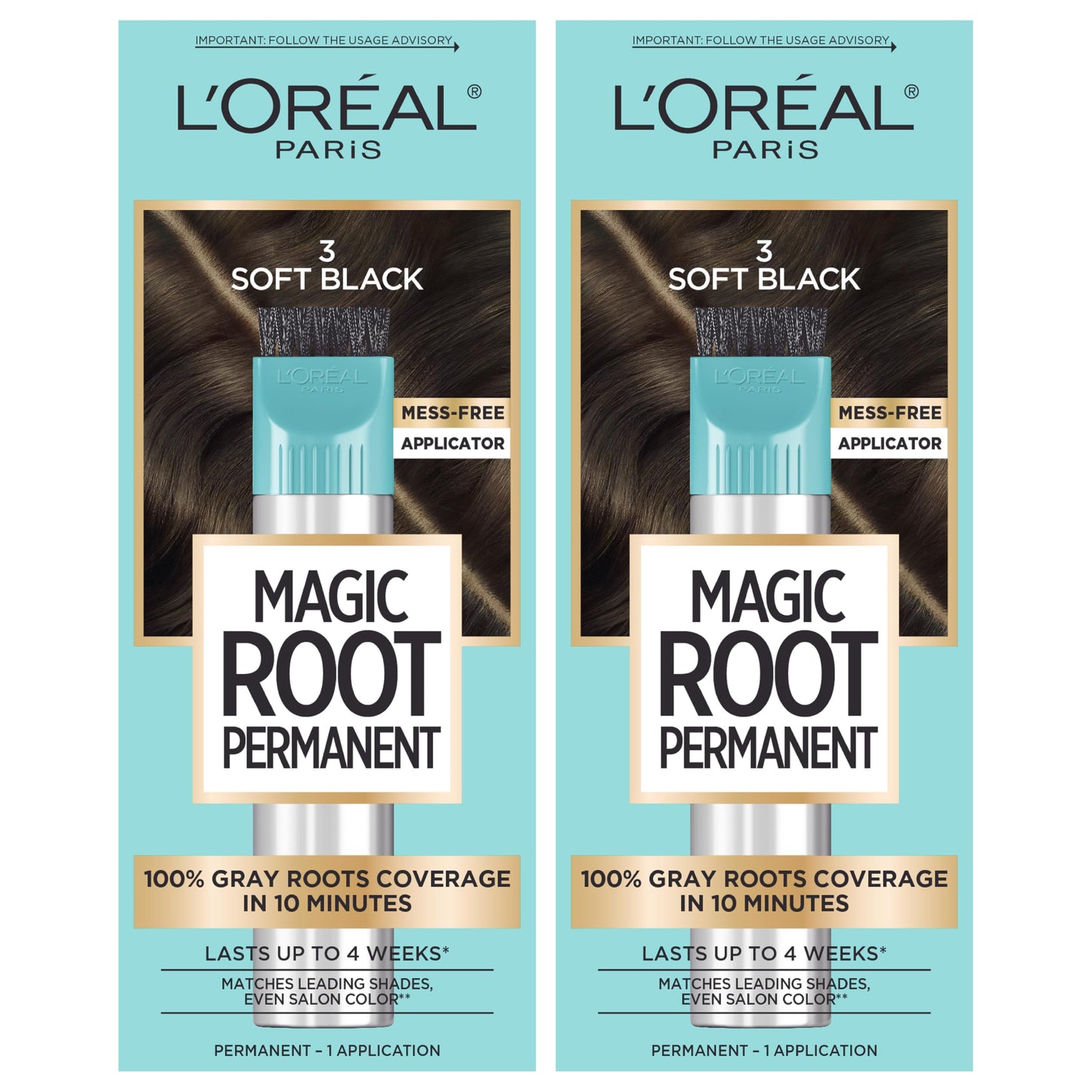 L'Oreal Paris Magic Root Permanent Hair Color Kit, 100% Gray Hair Coverage In Just 10 Minutes, Precision Brush Applicator for Seamless Application, 3