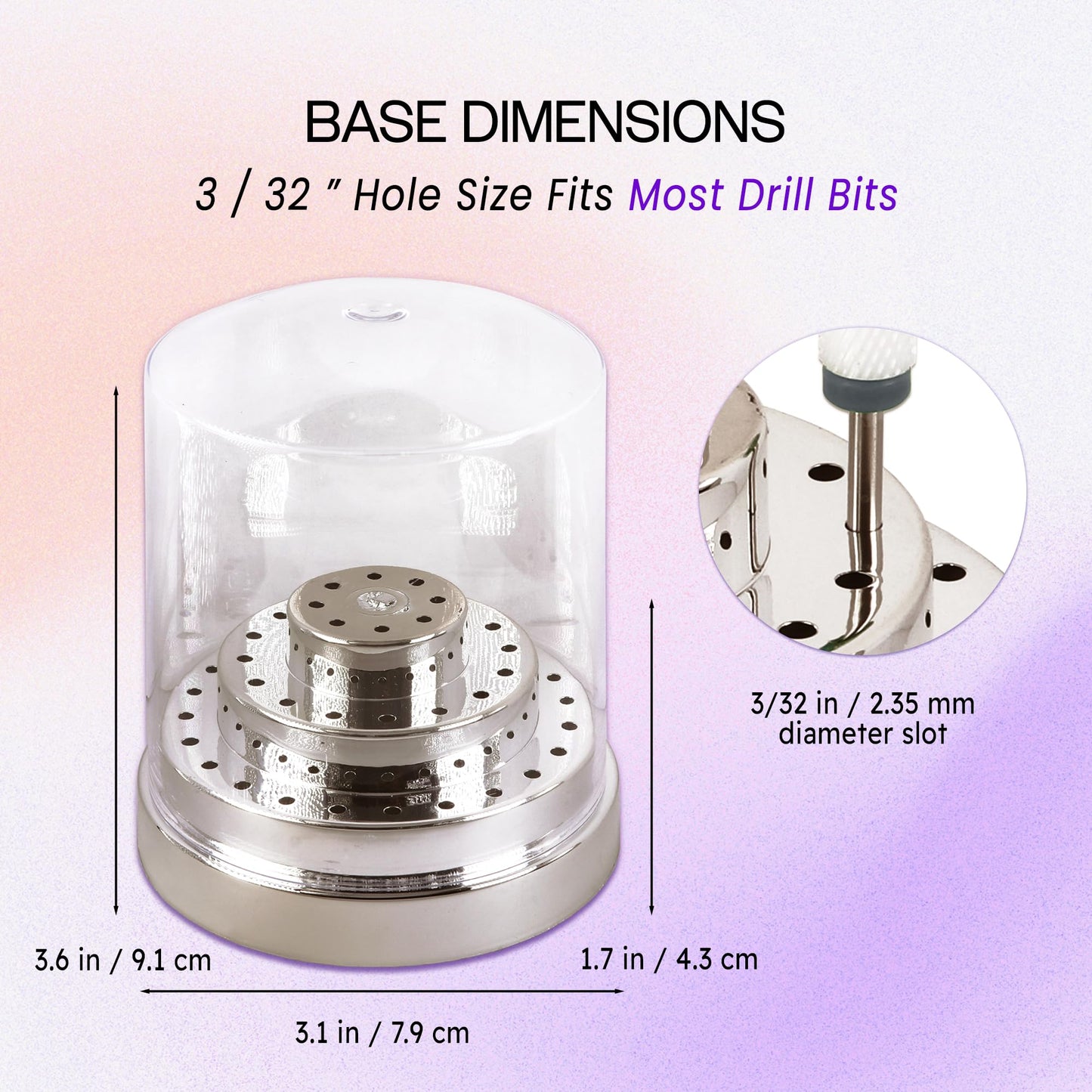 PANA Round Cake Tier Nail Drill Bit Holder Display Organizer Case - Dustproof Carbide Bit Storage Container Box For Manicure Tools Nail Salon - 48