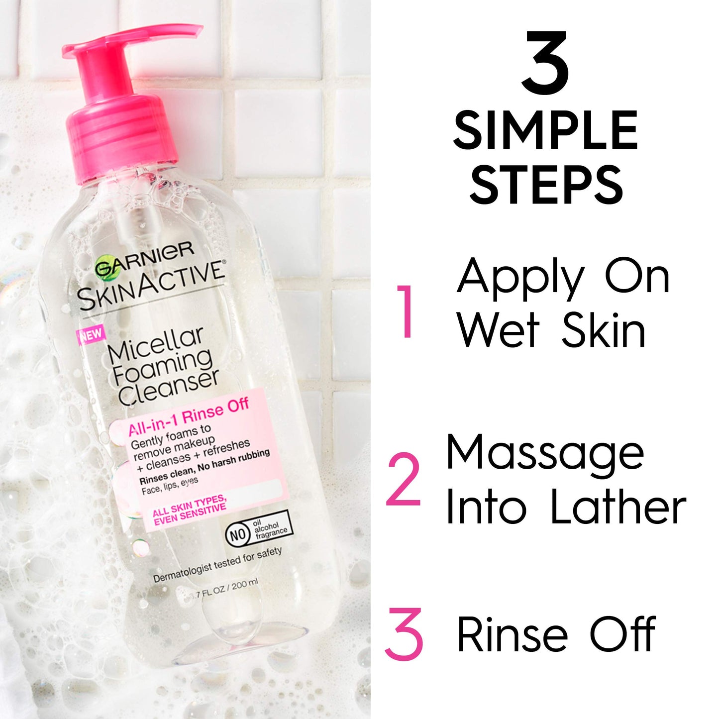 Garnier SkinActive Micellar Foaming Face Wash, 6.7 Fluid Ounce (Pack of 2)