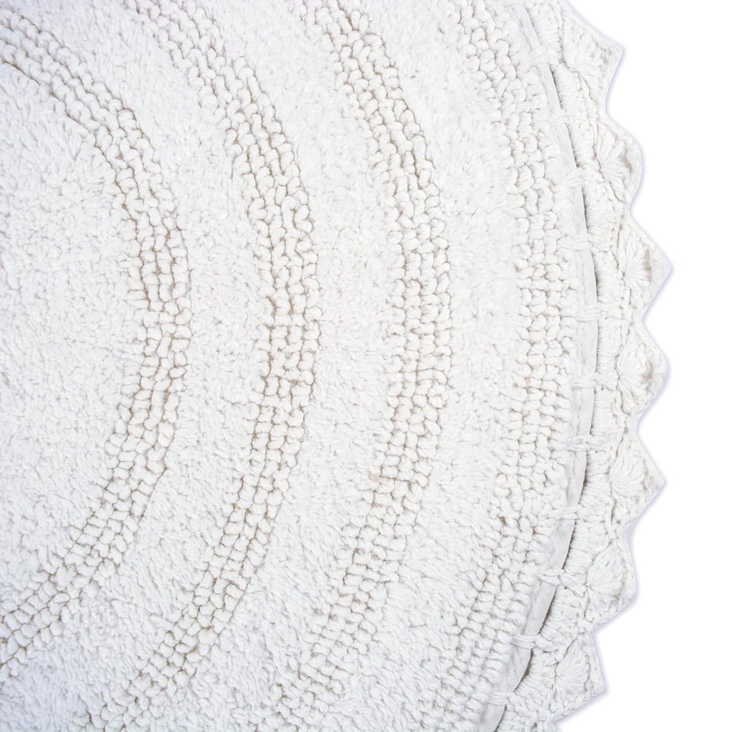 DII Crochet Collection Reversible Bath Mat, Round, 27.5" Diameter, White