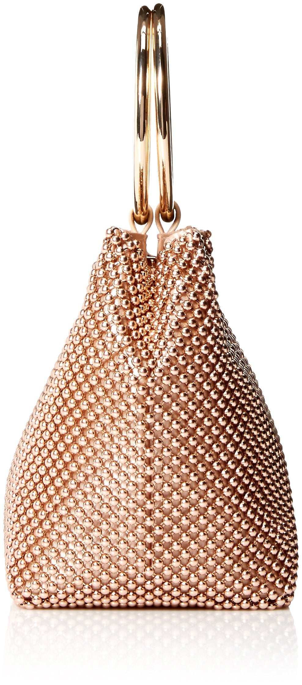 Jessica McClintock Womens Gwen Ball Mesh Ring Wristlet Pouch Clutch, Rose Gold