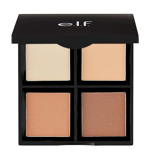 e.l.f. Contour Palette, Customizable, Easy to Apply, Sculpts, Brightens, Dark/Deep, Infused with Vitamin E, All-Day Wear, 0.56 Oz, 4 Shades