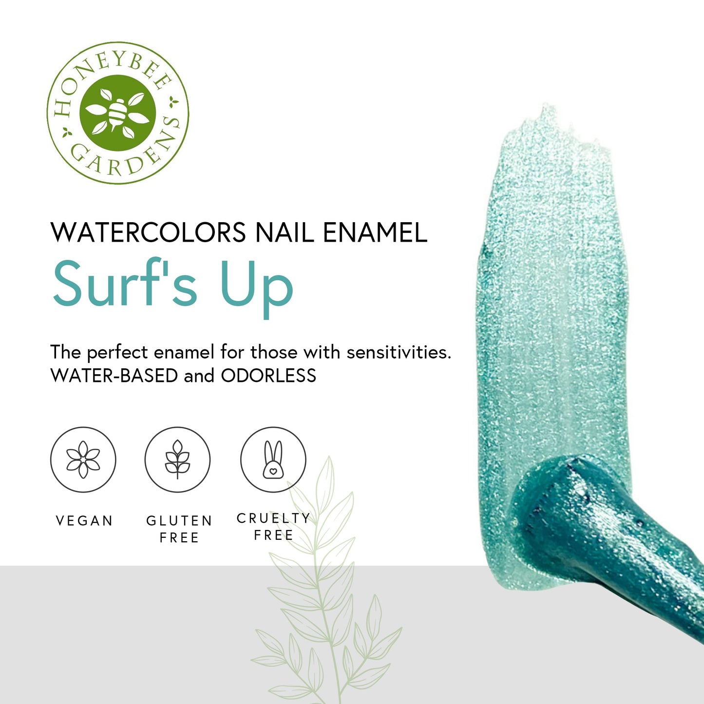 Honeybee Gardens Water-Based Nail Enamel: Eco-Friendly, Odorless & Vibrant - Surfs Up (Soothing Aquamarine), 0.5 fl oz