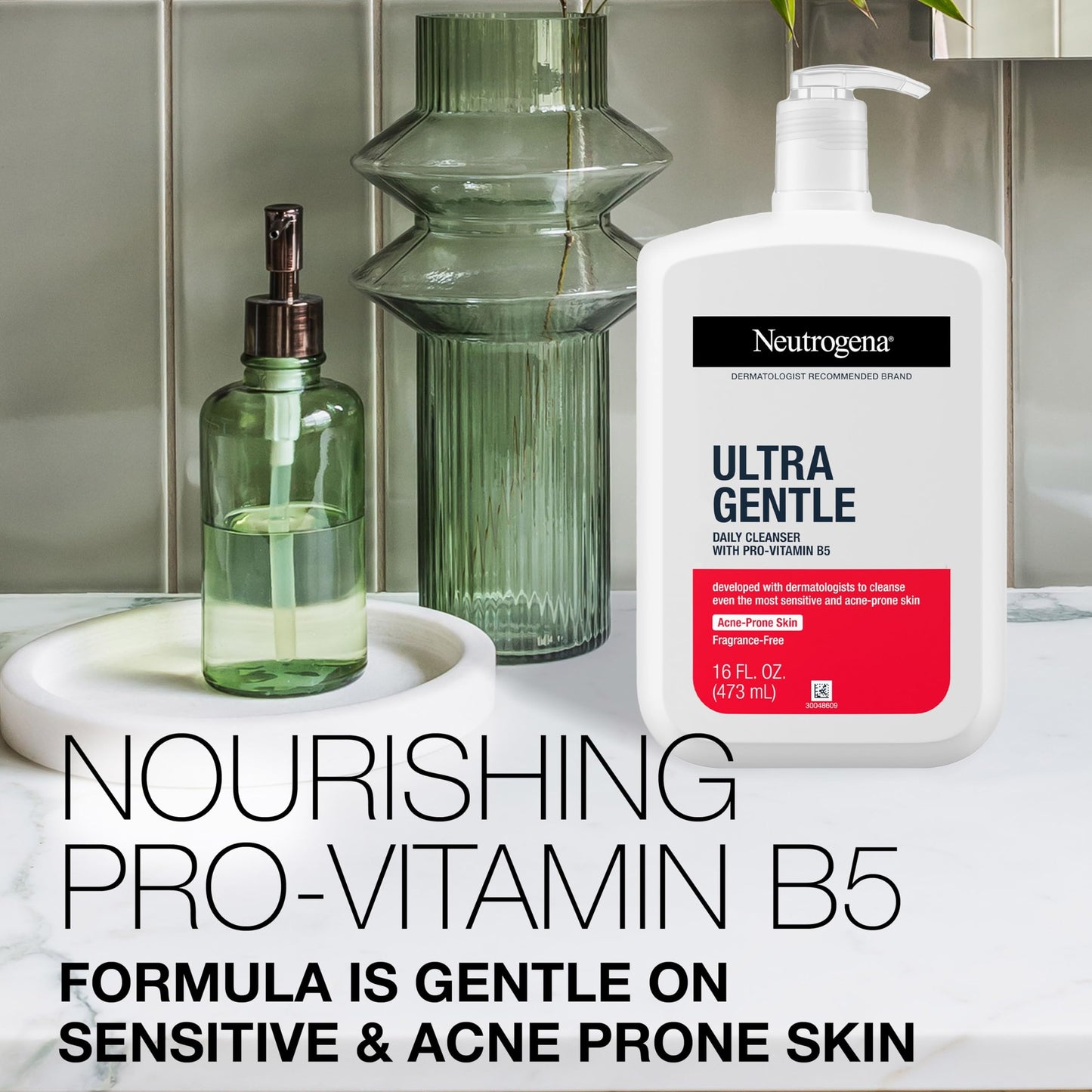 Neutrogena Ultra Gentle Daily Facial Cleanser with Pro-Vitamin B5 for Acne-Prone & Sensitive Skin. Fragrance, Dye, Soap, and Paraben-Free