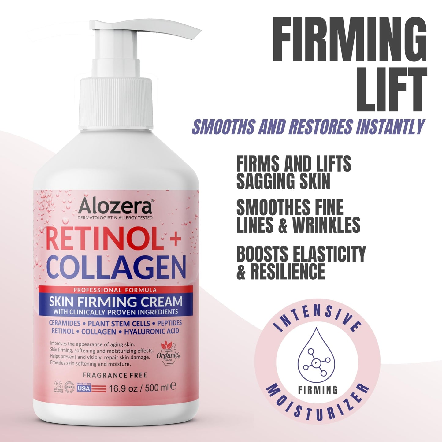 Alozera Firming Body Lotion with Retinol & Collagen, Anti-Aging Body Moisturizer Cream for Crepey Skin, Improves Skin Elasticity, Lightweight & Fast Beauty and Personal Care Alozera