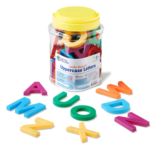 Learning Resources Jumbo Magnetic Uppercase Letters – 40-Piece Colorful ABC Set for Kids, Early Letter Recognition & Learning, Ages 3+