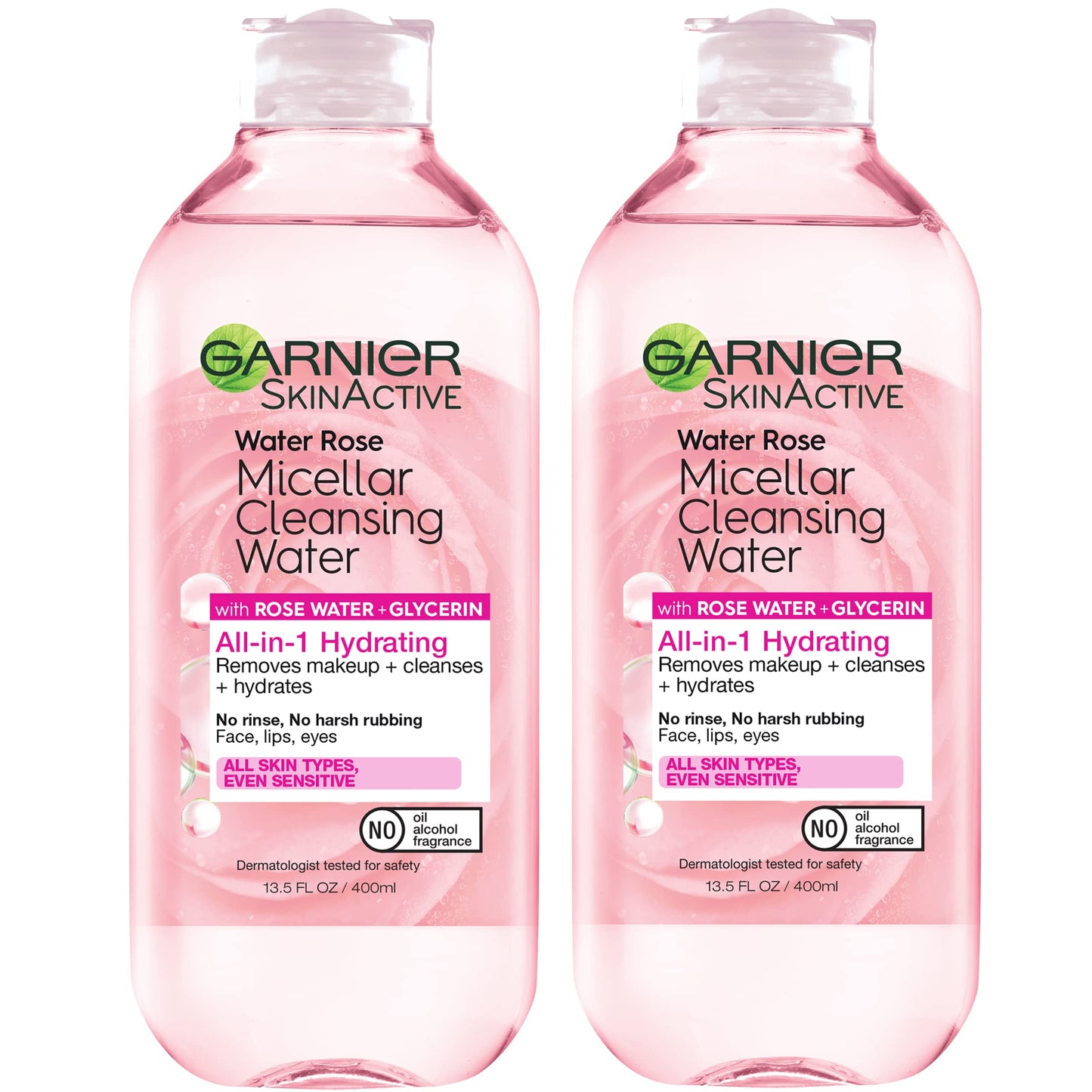 Garnier Micellar Water with Rose Water and Glycerin, Hydrating Facial Cleanser & Makeup Remover, For All Skin Types, Vegan, Cruelty Free, 13.5 Fl Oz