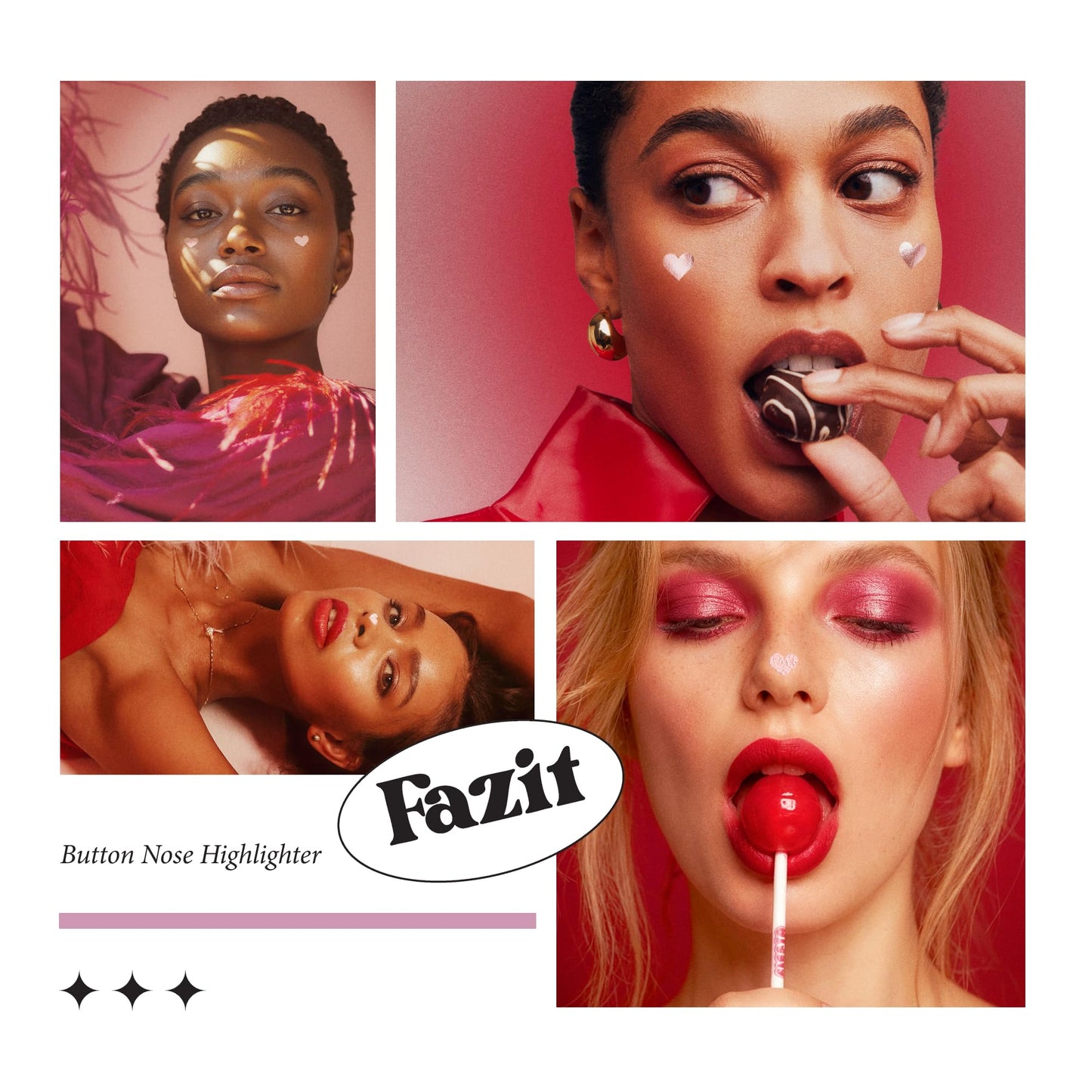 Fazit Makeup Patches - Button Nose Highlighter - Glow Up Make-Up Patches - Cute Glitter Makeup Accessories for Women - Cosmetic Glitter for Face