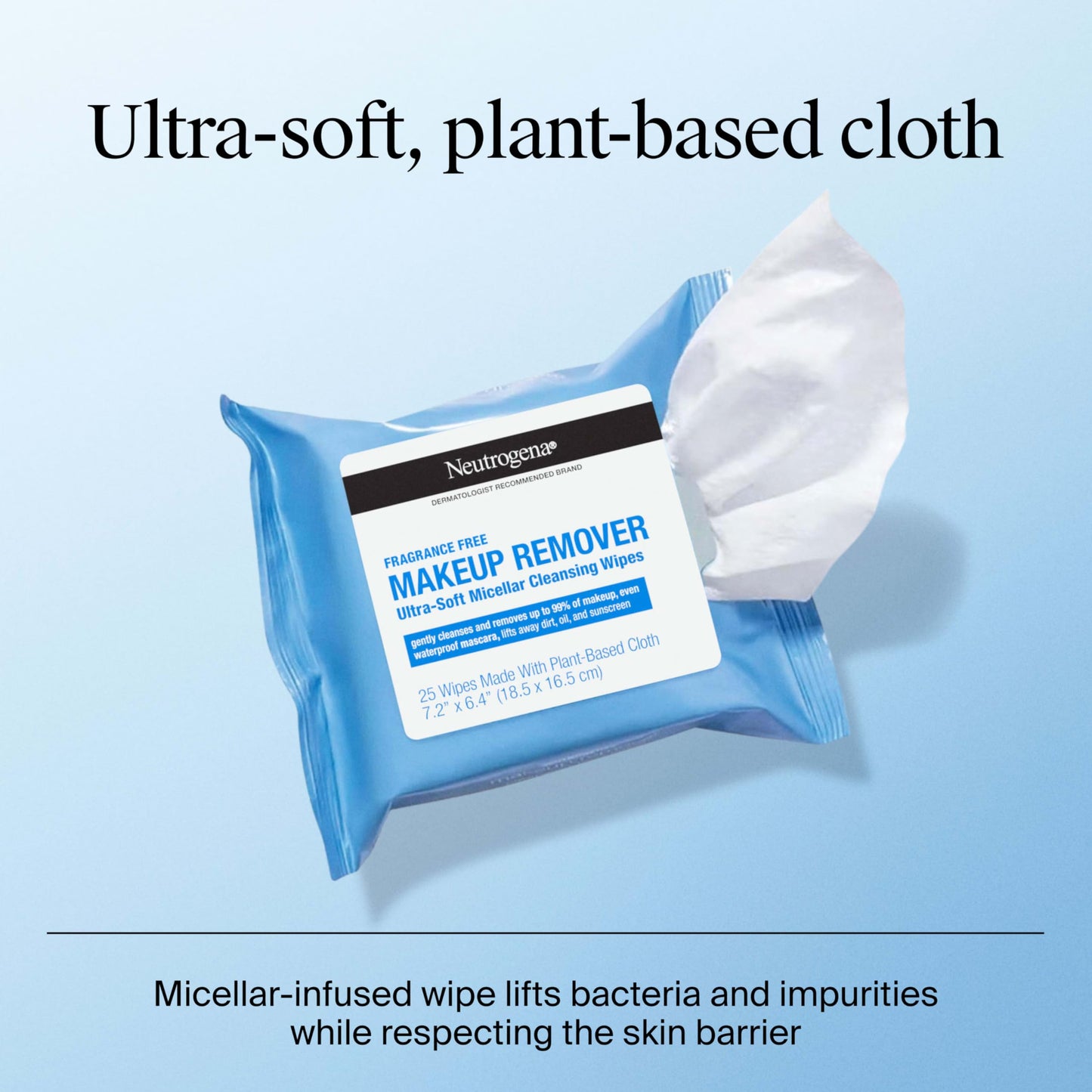 Neutrogena Fragrance-Free Makeup Remover Wipes, Daily Facial Cleanser Towelettes, Gently Removes Oil & Makeup, Alcohol-Free Makeup Wipes, 50 Count (2