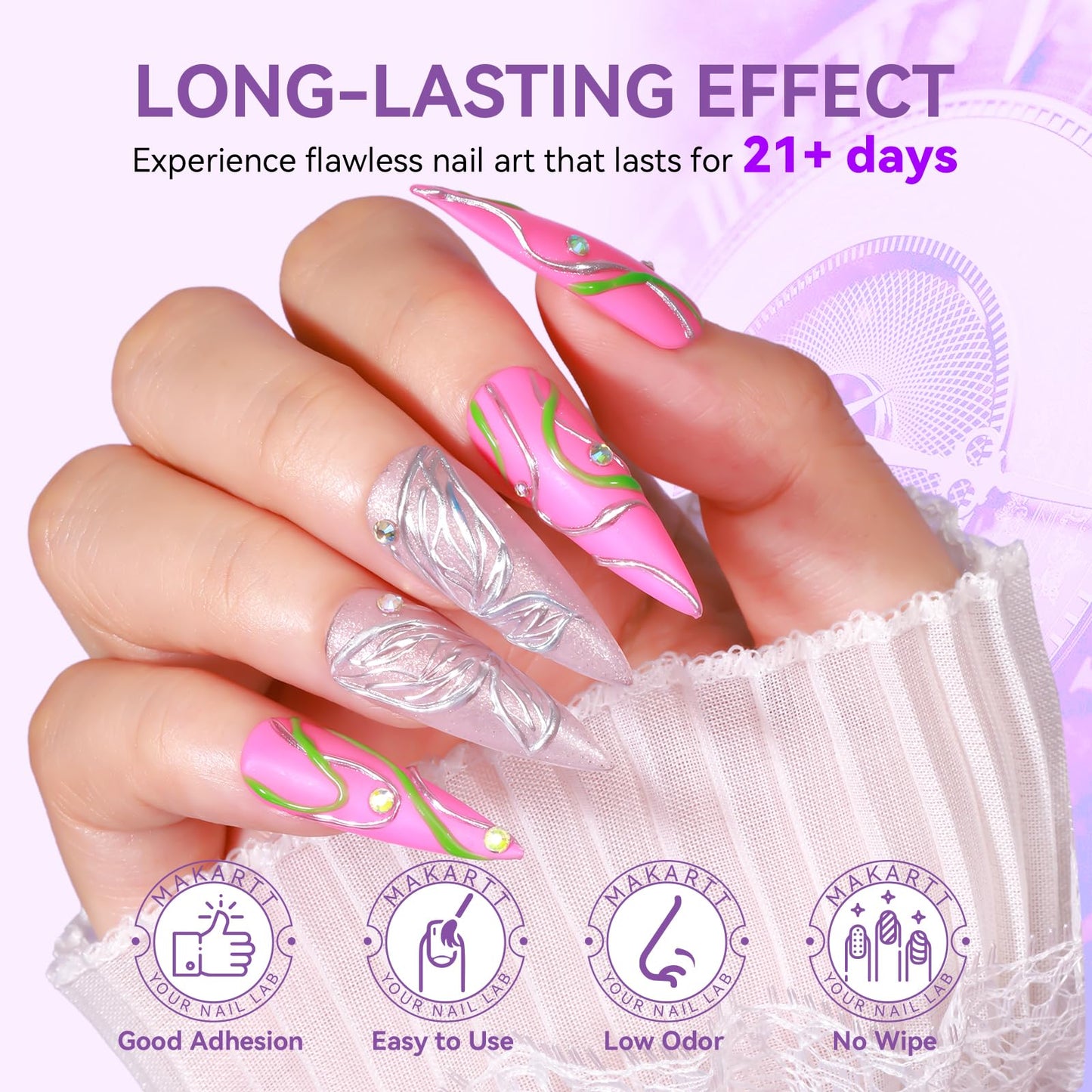 Makartt 3D Gel Nail Art: Clear 3D Painting Gels for Chrome Powder, 3D Sculpting No Wipe for Gel Nail Polish, 3D Carving Drawing Gels for Nails Art at Beauty and Personal Care Makartt