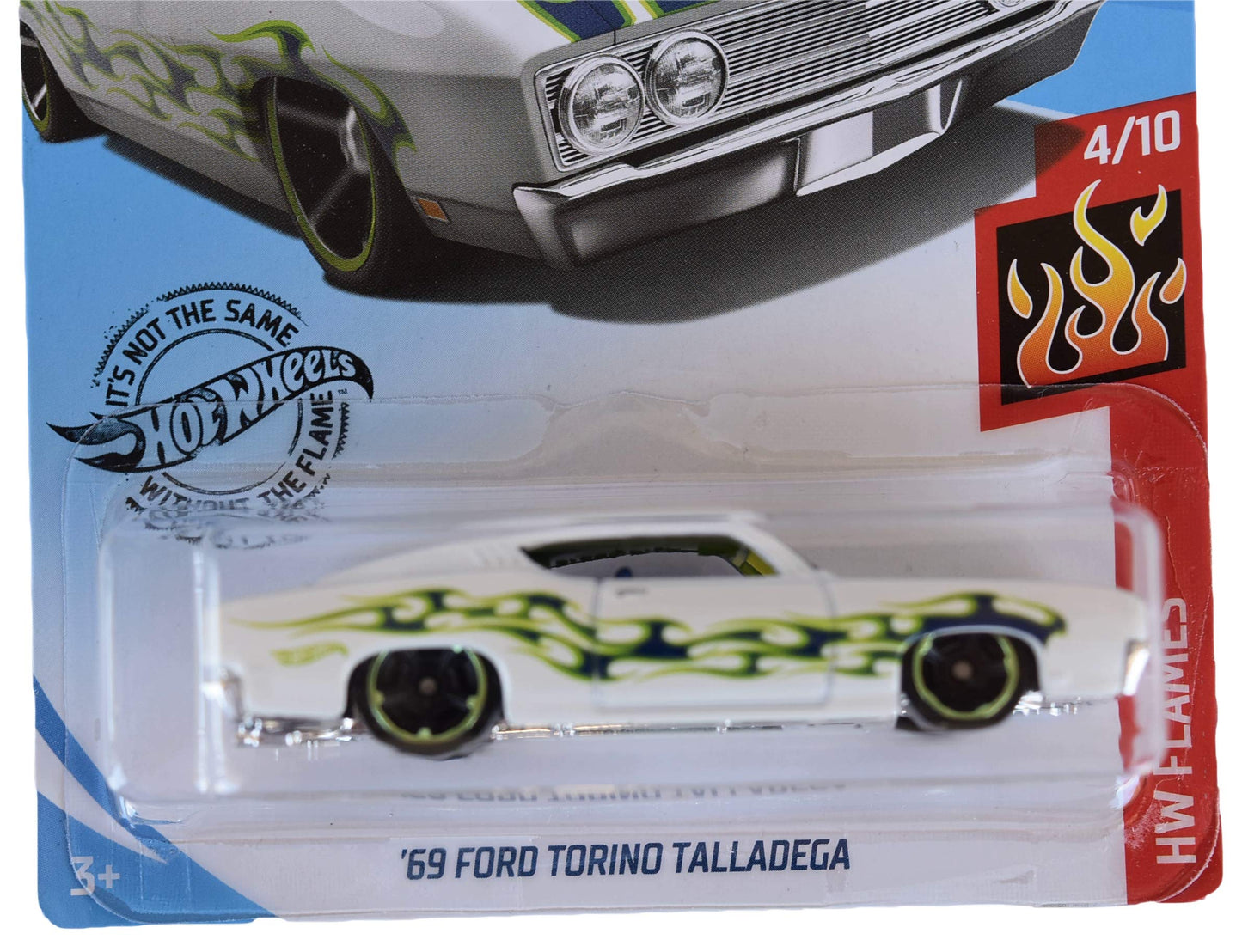 Hot Wheels Flames Series 4/10 '69 Ford Torino Talladega 32/250, White