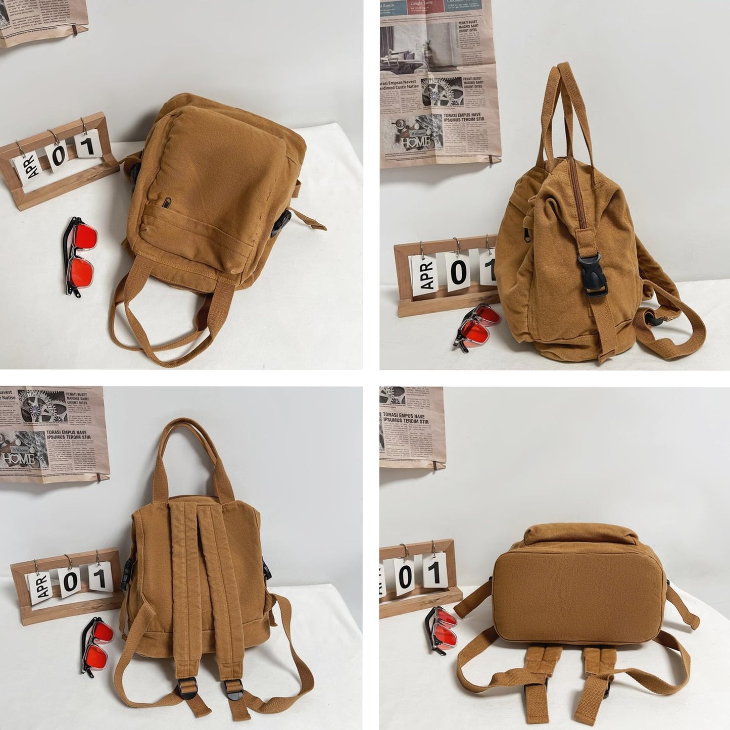 TUPIRIYN Canvas Backpack Purse for Women Large Size Tote Top Handle Bag Fashion Handbag Travel Rucksack Anti Theft (Green)