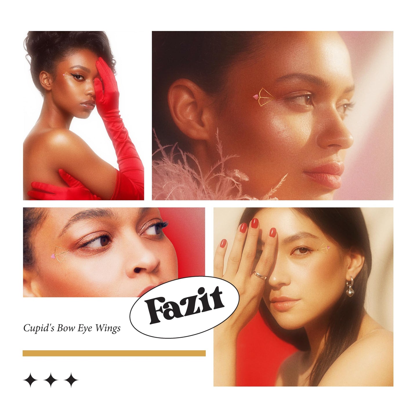 Fazit Makeup Patches - Cupid's Bow Eye Wings - Glow Up Make-Up Patches - Cute Glitter Makeup Accessories For Women - Cosmetic Glitter For Face