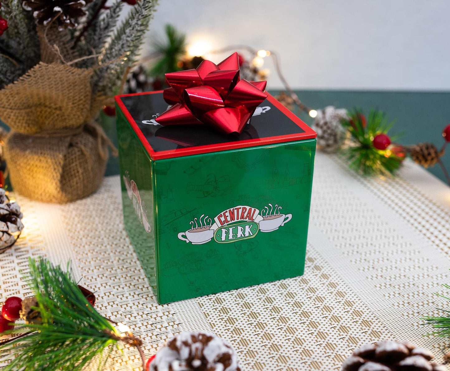 Ukonic Friends Central Perk 4-Inch Tin Storage Box Cube Organizer with Lid | Basket Container, Cubby Cube Closet Organizer, Home Decor Accessories…