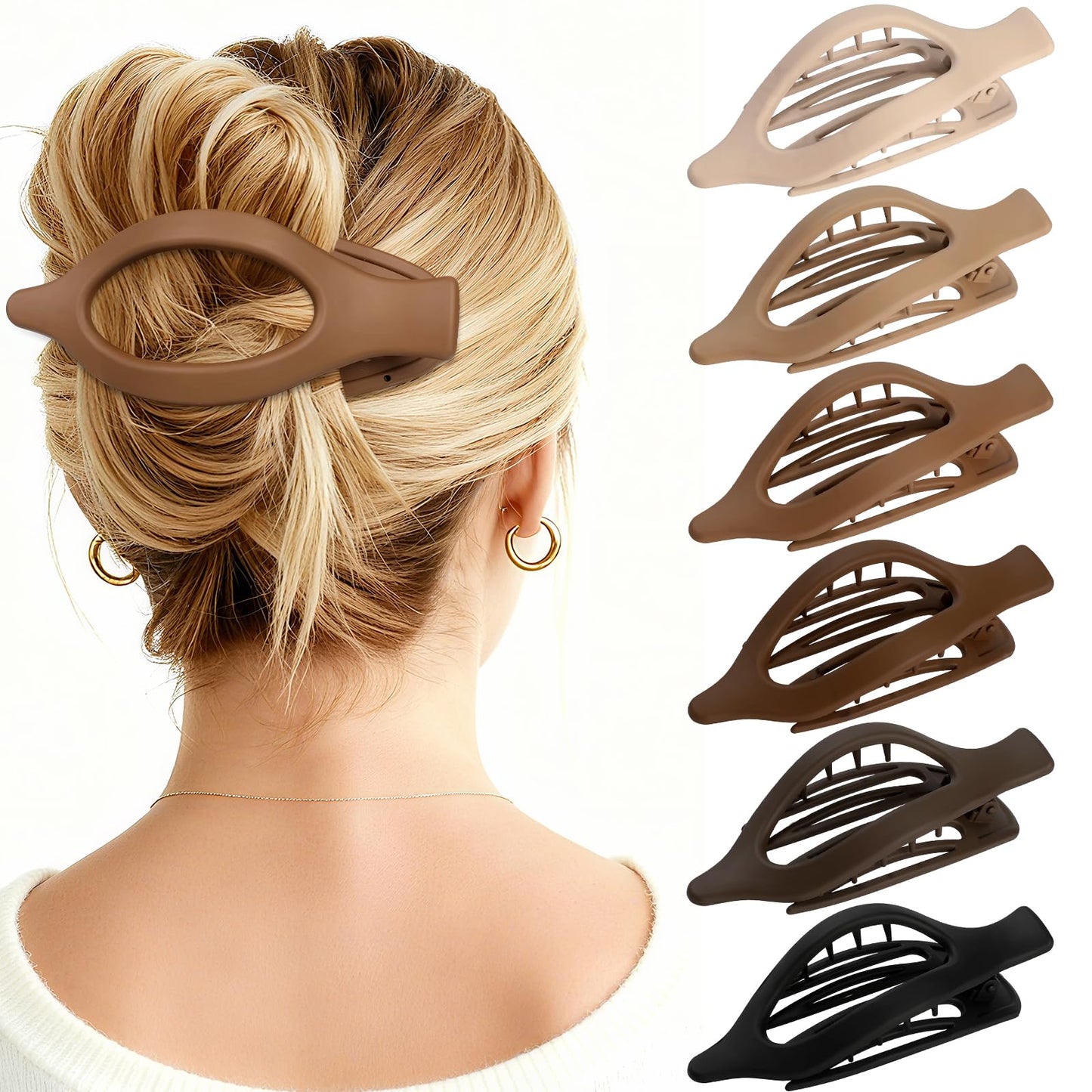 Flat Hair Clips for Women - 6 PCS French Flat Claw Clips Medium Hair Clips for Girls Large Hair Claw Clips for Thick or Thin Hair Strong Hold No Slip Beauty and Personal Care USDNICE Default Title