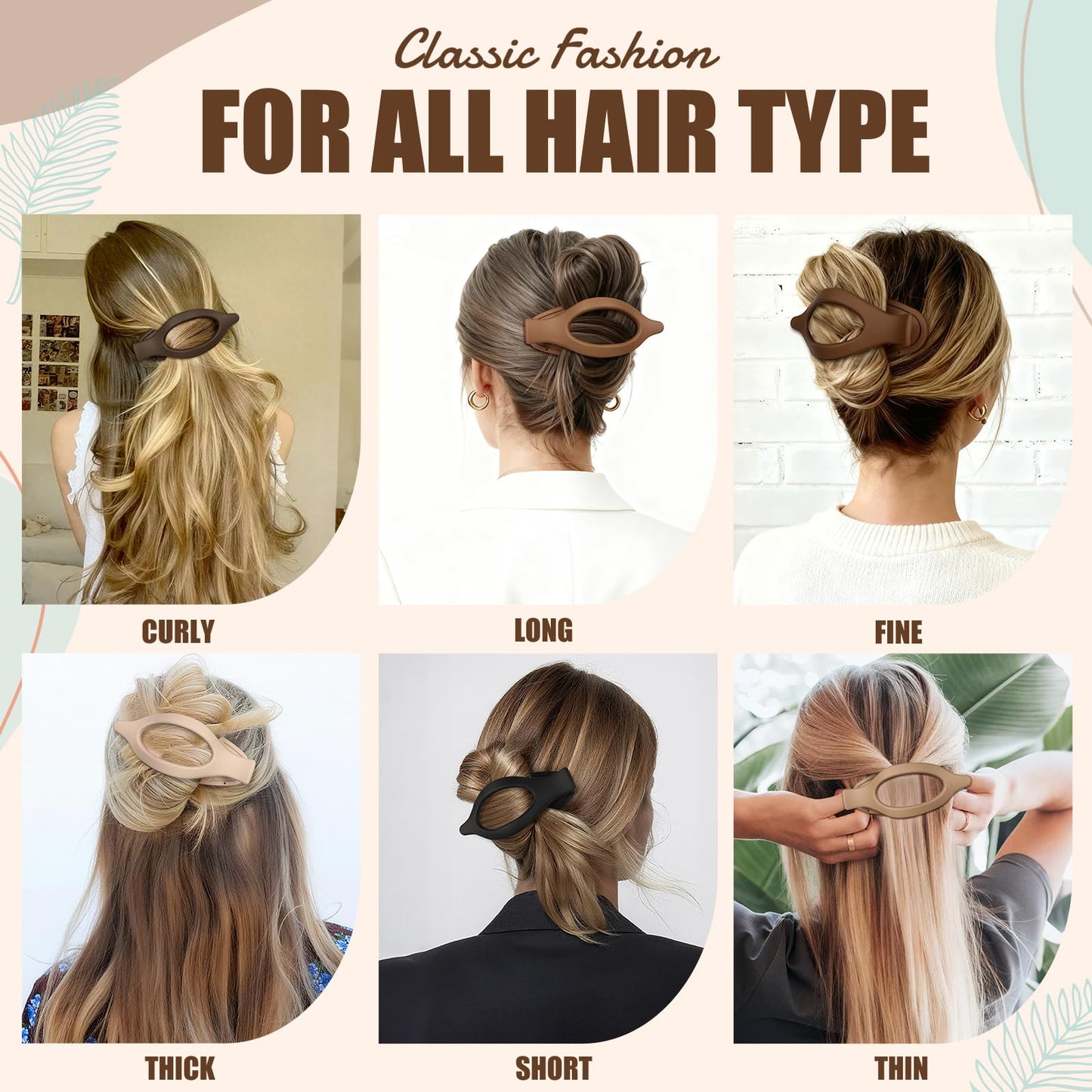 Flat Hair Clips for Women - 6 PCS French Flat Claw Clips Medium Hair Clips for Girls Large Hair Claw Clips for Thick or Thin Hair Strong Hold No Slip Beauty and Personal Care USDNICE