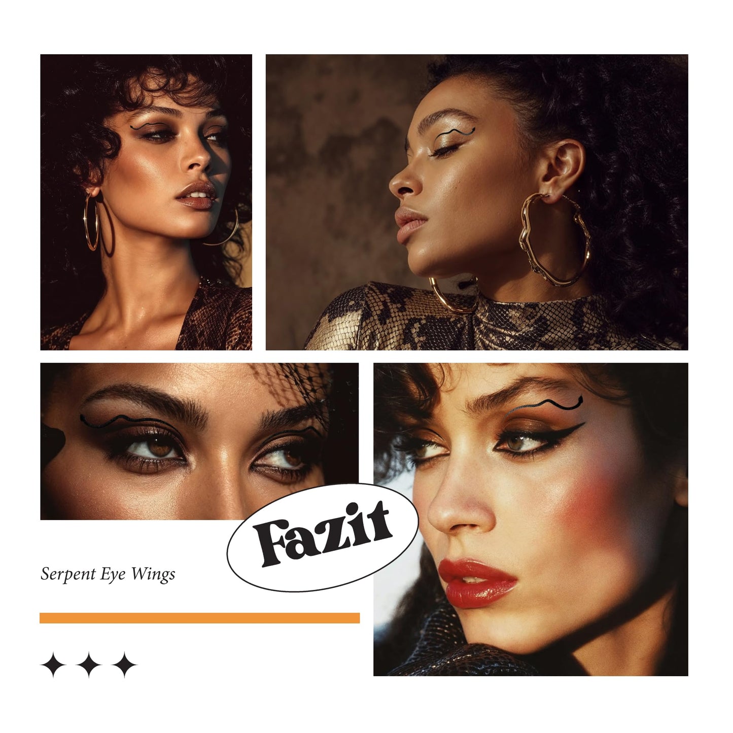 Fazit Makeup Patches - Halloween Serpent Eye Wings - Glow Up Make-Up Patches - Cute Glitter Makeup Accessories for Women - Cosmetic Glitter for Face
