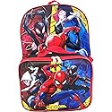 Ruz Spiderman Boy's 16 Inch Backpack With Removable Matching Lunch Box Set (Black-Red-Red)