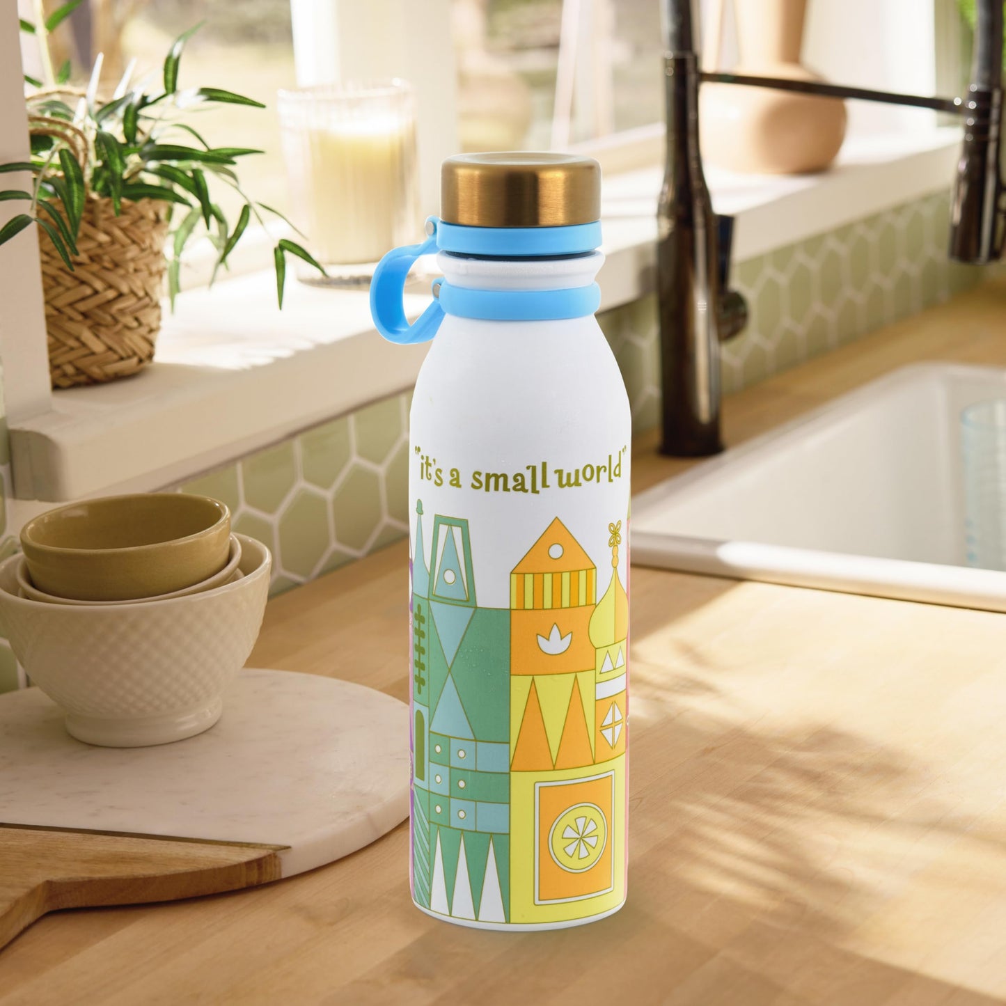 Hallmark Disney Color-Changing Water Bottle, 30 oz. (It's a Small World) Gift for Kids, Teens, Collectors