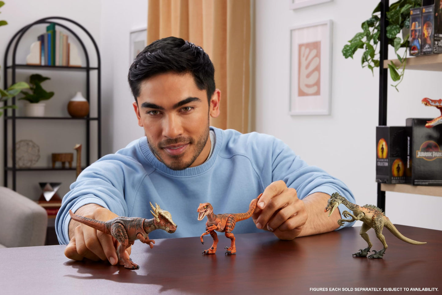 Mattel Jurassic World Hammond Collection Dinosaur Action Figure Toy, Atrociraptor Tiger, Premium Movie Design Glass Eyes & 13 Points Articulation