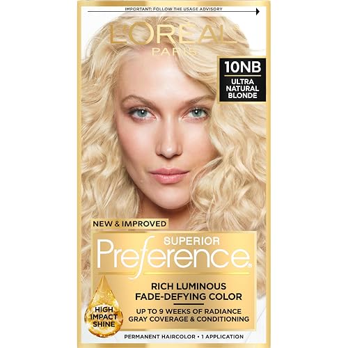 L'Oreal Paris Superior Preference Luminous Fade-Defying Permanent Hair Color, Hair Dye For Up to 9 Weeks of Radiance, Ultimate Natural Blonde 10NB, 1