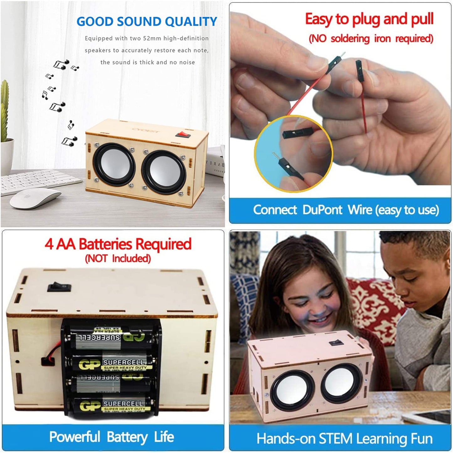 STEM Bluetooth Speaker Kit – Build Your Own Dual Speakers, DIY Science & Electronics Experiment Set for Kids & Teens Ages 10+, Beginner Friendly