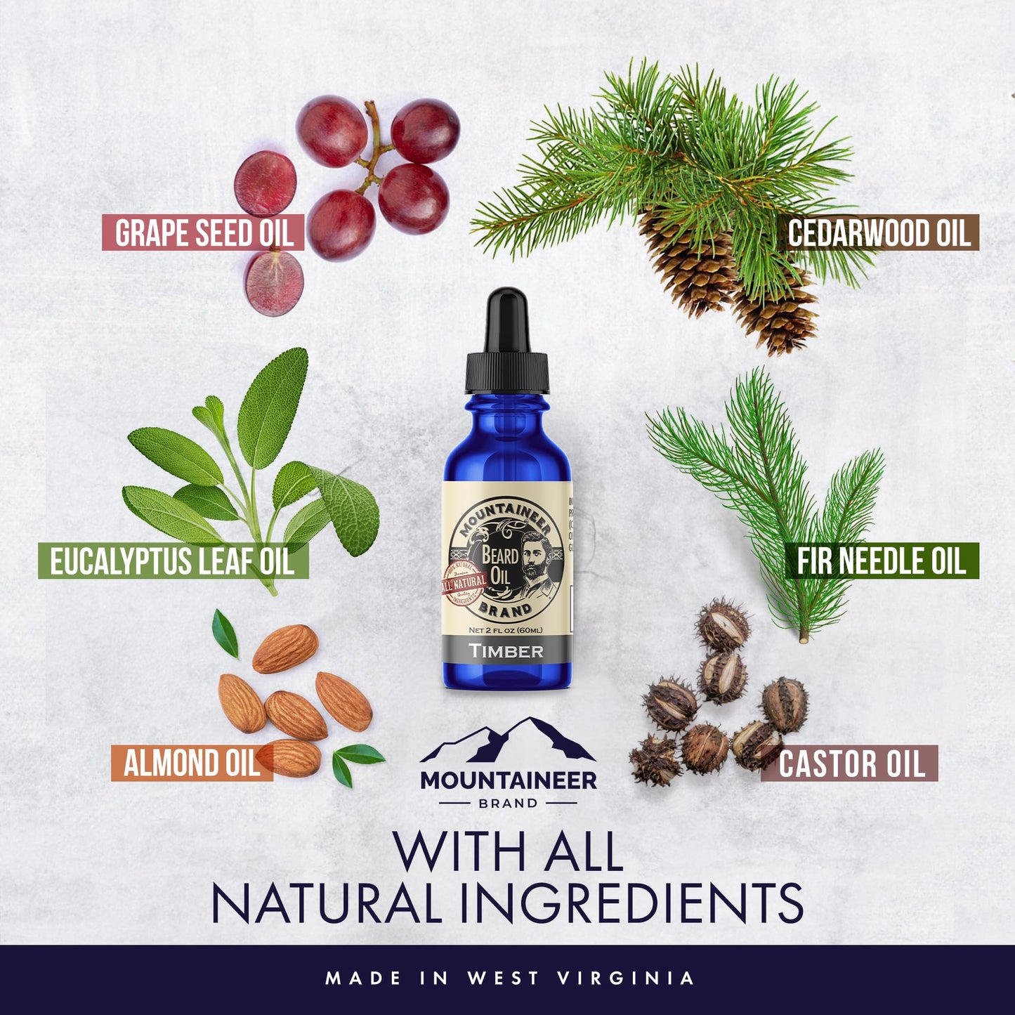 Mountaineer Brand Natural Beard Oil with Timber Scent | Made in West Virgina | Hydrates, Moisturises, Softens & Conditions for Beard Growth | Treats