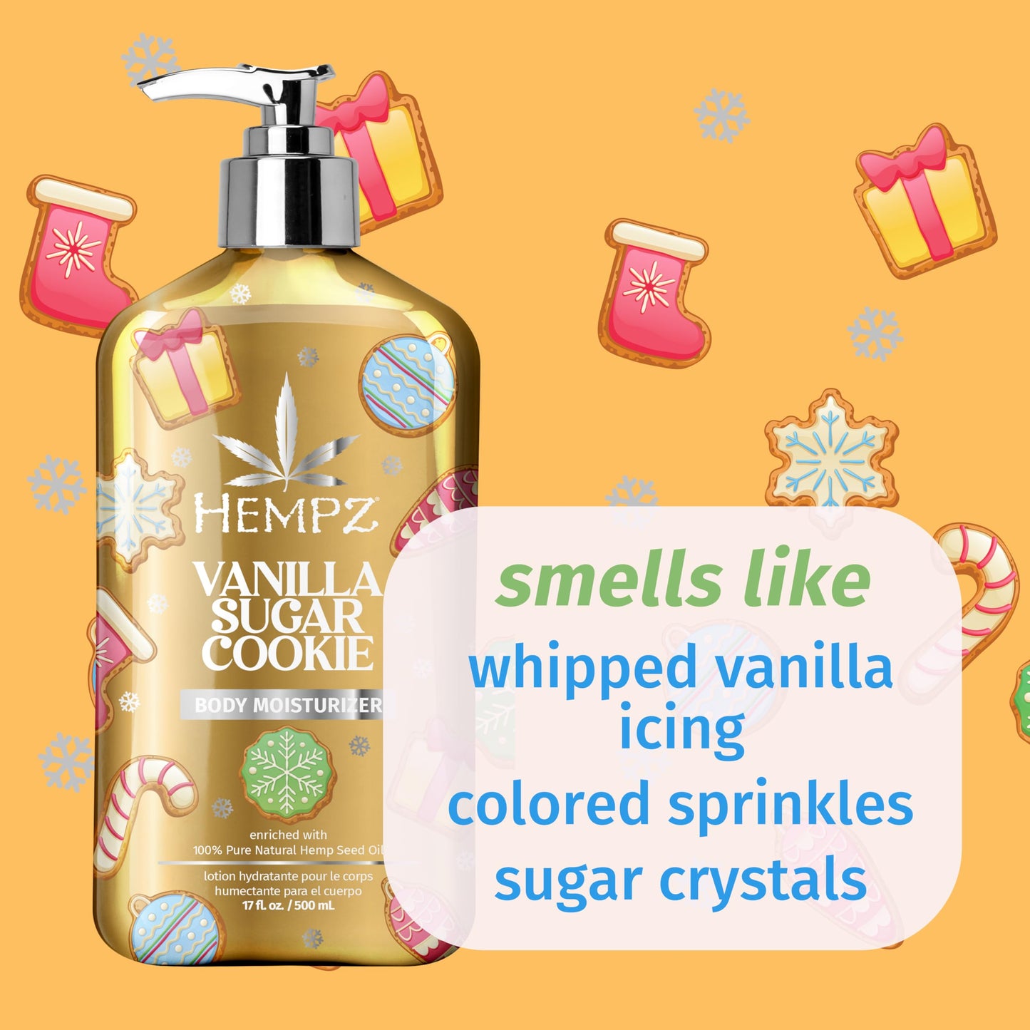 Hempz NEW Vanilla Sugar Cookie Body Moisturizer, Body Lotion, Fall Skin Care for Men & Women, Limited Edition, 17 fl.oz.
