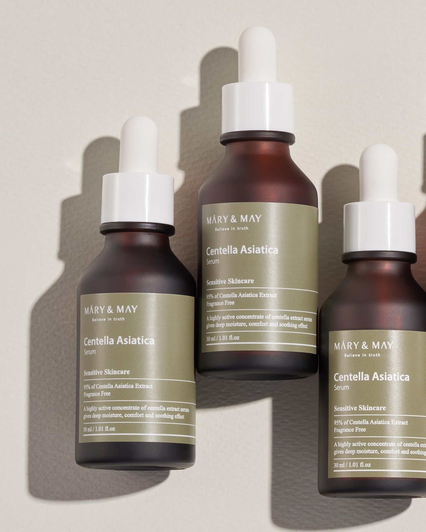 Mary&May Centella Asiatica Serum - 95% of Cica Extracxt for Instant Skin Soothing, Regeneration, and Elasticity Improvement - Korean Face Serum