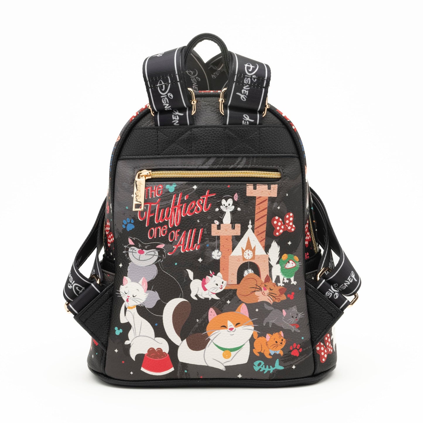Wondapop - Disney Cats 11"" Vegan Leather Fashion Mini Backpack, Black