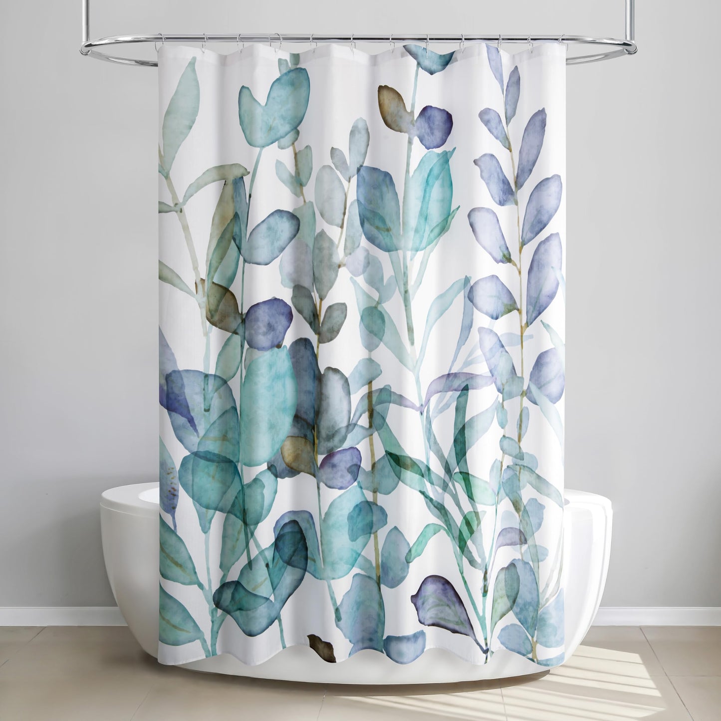 Allure Home Creation Botanical Watercolor Abstract Leaves Shower Curtain 70"x72"