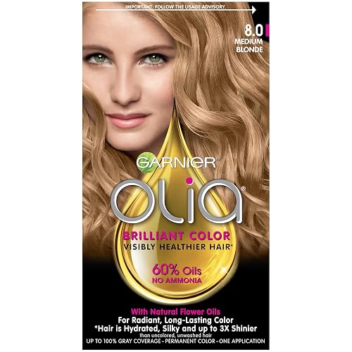 Garnier Olia Permanent Haircolor, Oil Powered, Medium Blonde 8.0, 1 ct (Pack of 3) by Unknown