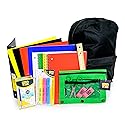 School Supply Boxes | 17" Solid Black Backpack Bundle for High School | Back to School Bookbag with Supplies | Contains Pencil Pouch, Notebooks, Filler Paper, Folders, Mechanical Pencils, & More