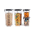 Progressive International ProKeeper+ 4-Piece Clear Plastic Modular Airtight Pantry Cereal Food/Snack Kitchen Storage Organization Container Canister…