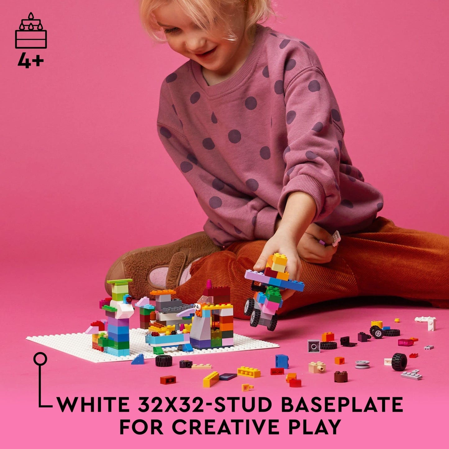 LEGO Classic White Baseplate 11026, 32x32 Stud Foundation for Building, Playing & Displaying Creations, Great for Snowy & Winter Scenes