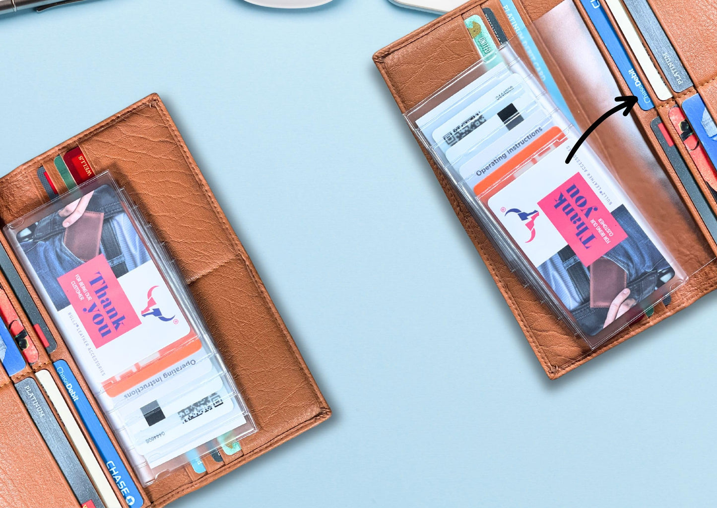 Bullz Set of Heavy Duty Vinyl Plastic Secretary Inserts for Long Wallets- 6 Pages (Set of 2pcs)
