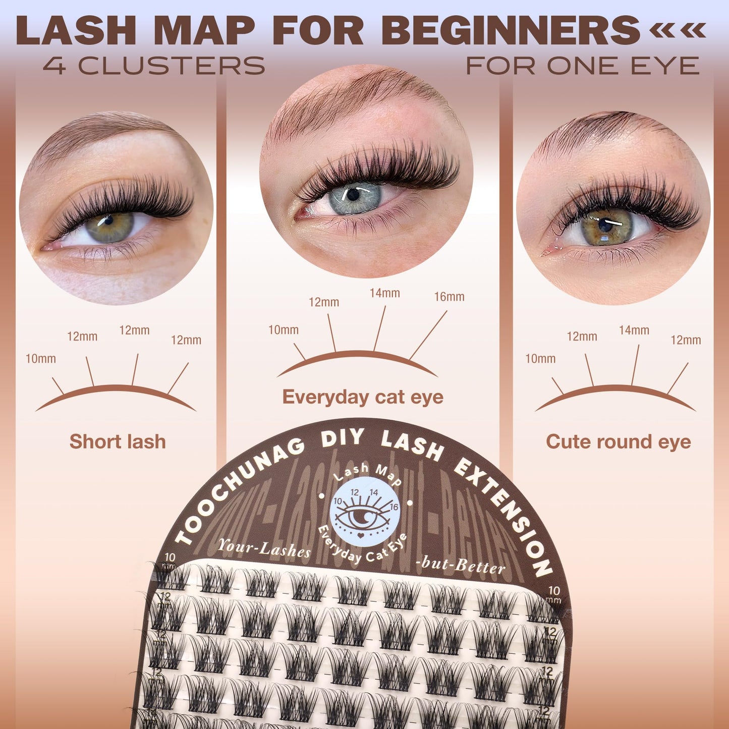 TOOCHUNAG Natural Lash Clusters Wispy Eyelash Clusters D Curly Volume Individual Lashes 10-16MM Cluster Eyelash Extensions DIY Lash Extension Thin Beauty and Personal Care TOOCHUNAG