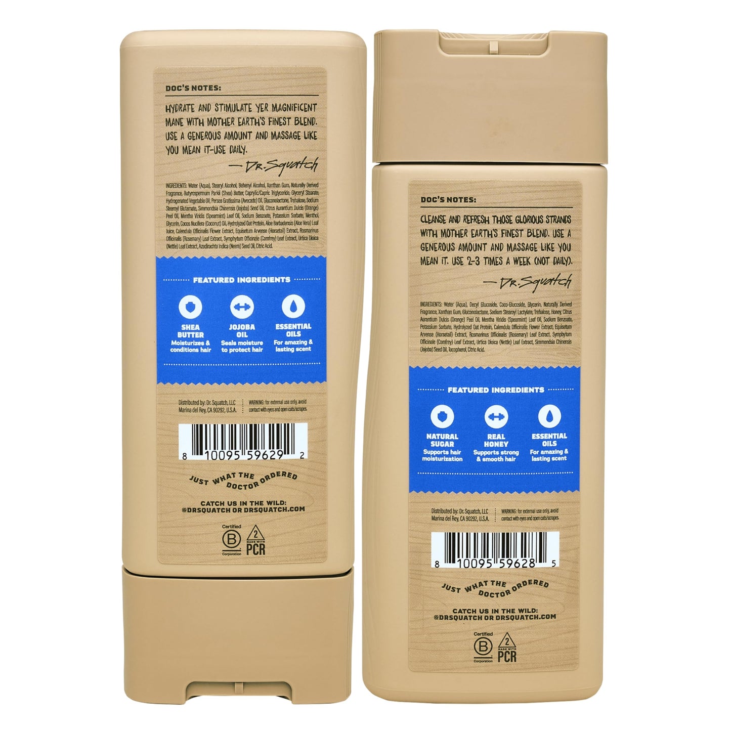 Dr. Squatch Men's Natural Shampoo and Conditioner Set - Sulfate & Paraben Free Natural Shampoo and Conditioner for Men - Scalp Nourishing Formula