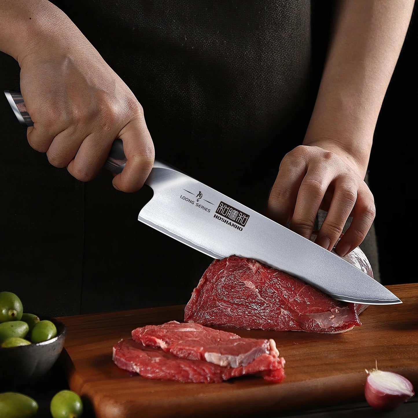 HOSHANHO 7-Pc Kitchen Knife Set – Japanese High Carbon Stainless Steel with Magnetic Block, Ultra-Sharp Chef Knives & Pakkawood Handles