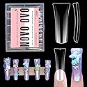 NOVO OVO 120 pcs Extra Long Duck Nail Tips Full Cover for Acrylic, Clear XL XXL Flare Feet Nails Press On, Y2K Vibe Wide French Soft Gel False Nail